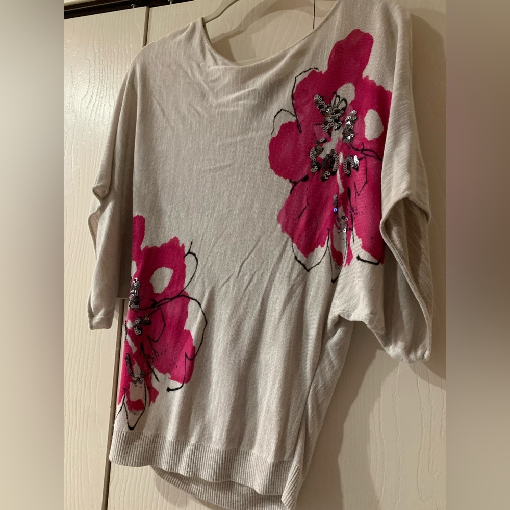 Floral Pink and White Women's Top